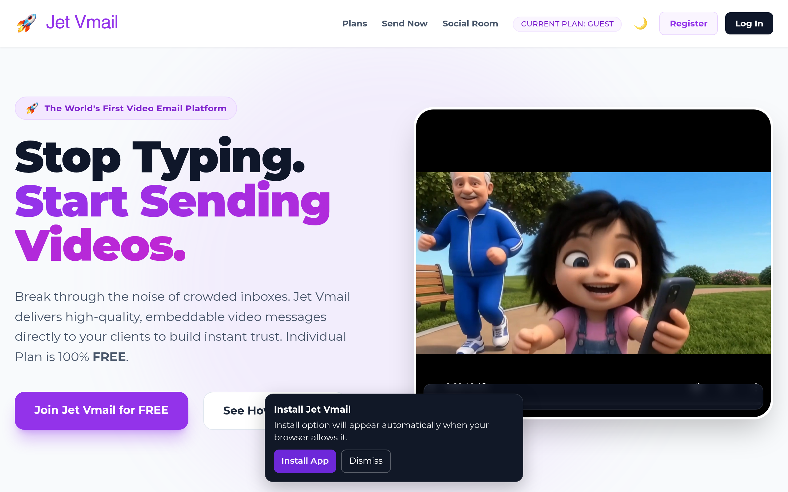 Homepage preview of jetvmail.com